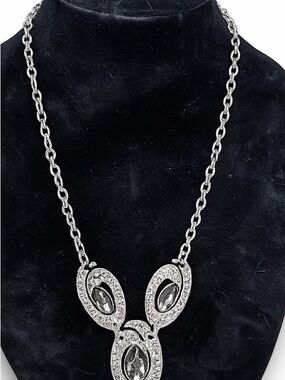 Silver Oval Crystal Pendant Necklace - Women Jewelry
